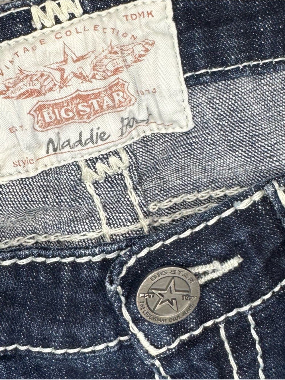 Big Star Maddie Bootcut Jeans Women’s 29L Dark Wash Thick Stitch Y2K - Picture 3 of 10